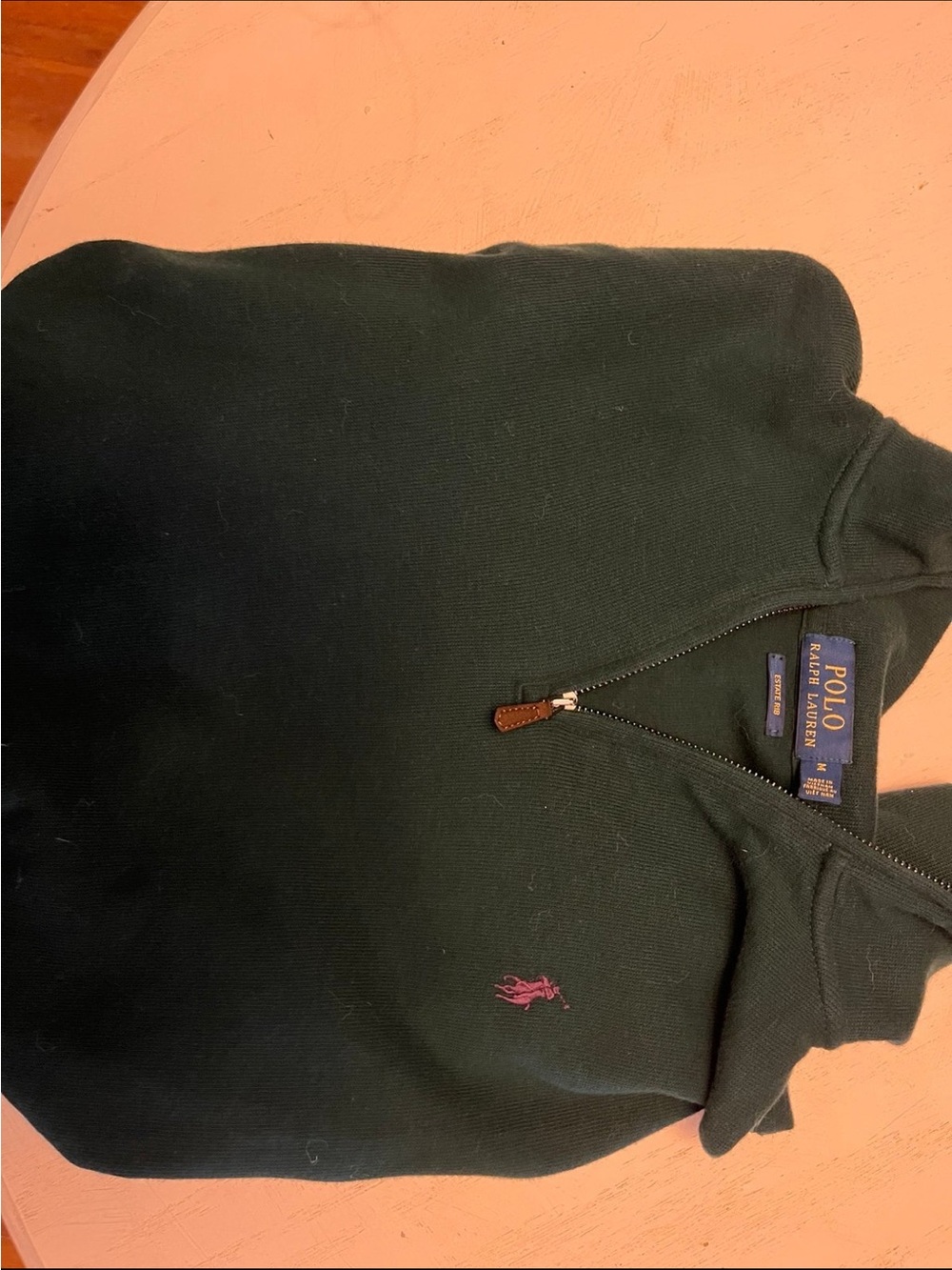 Polo by Ralph Lauren Dark Green Quarter-Zip Sweater with Maroon Pony
